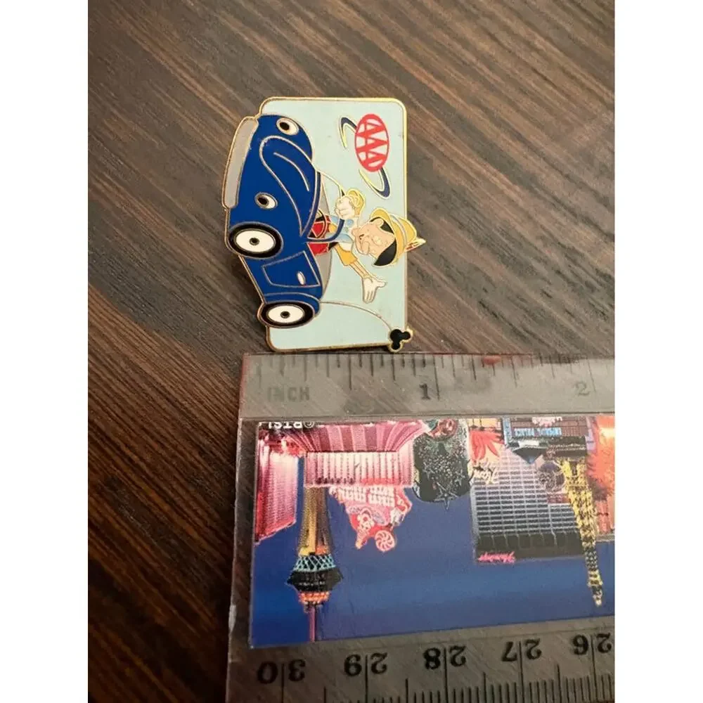 Vintage Disney Pinocchio AAA Promotional Enamel Pin Blue Car Lapel Pin